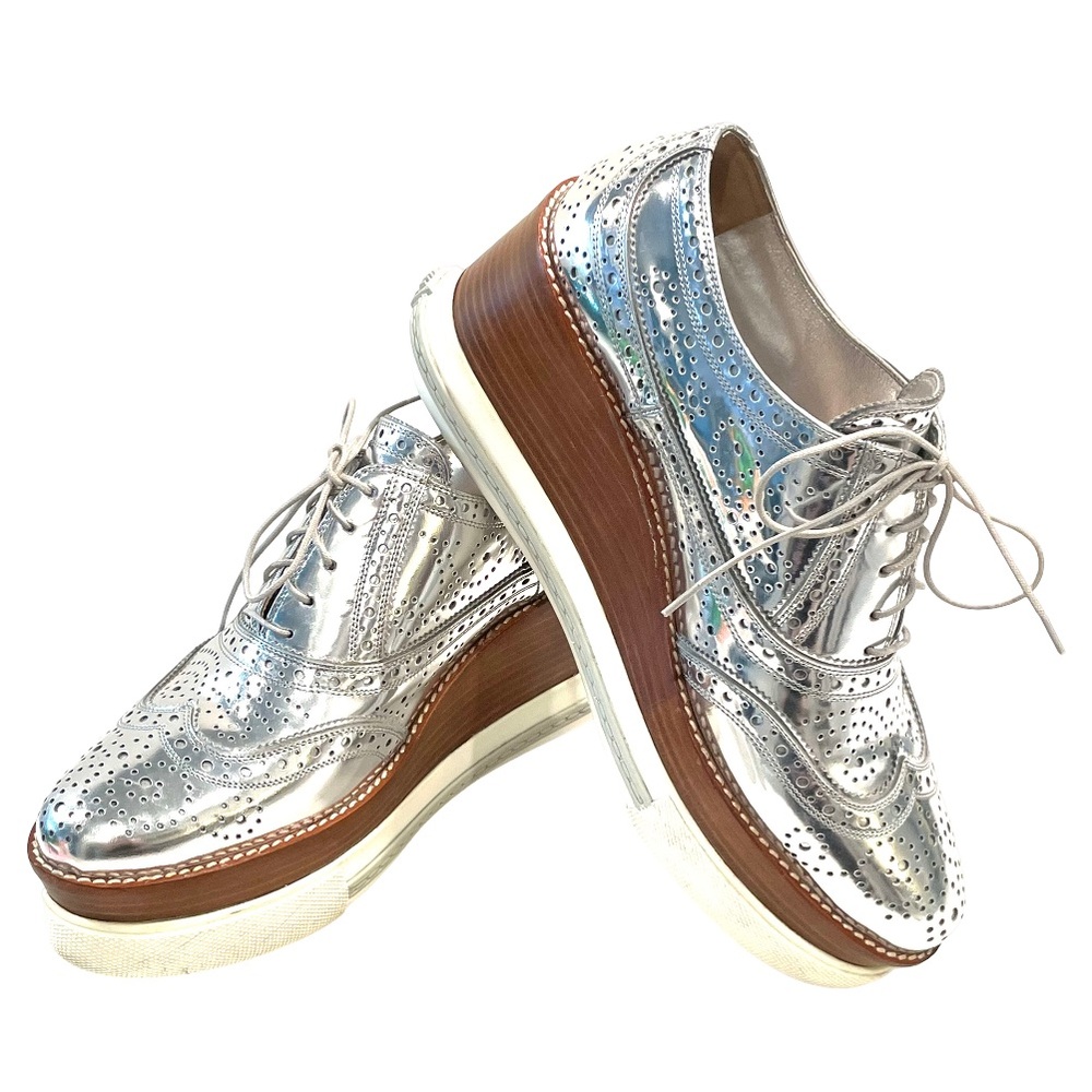 Miu Miu Silver Platform Brogues 5E661A – FW16 – Size 39 – With Dust Bag